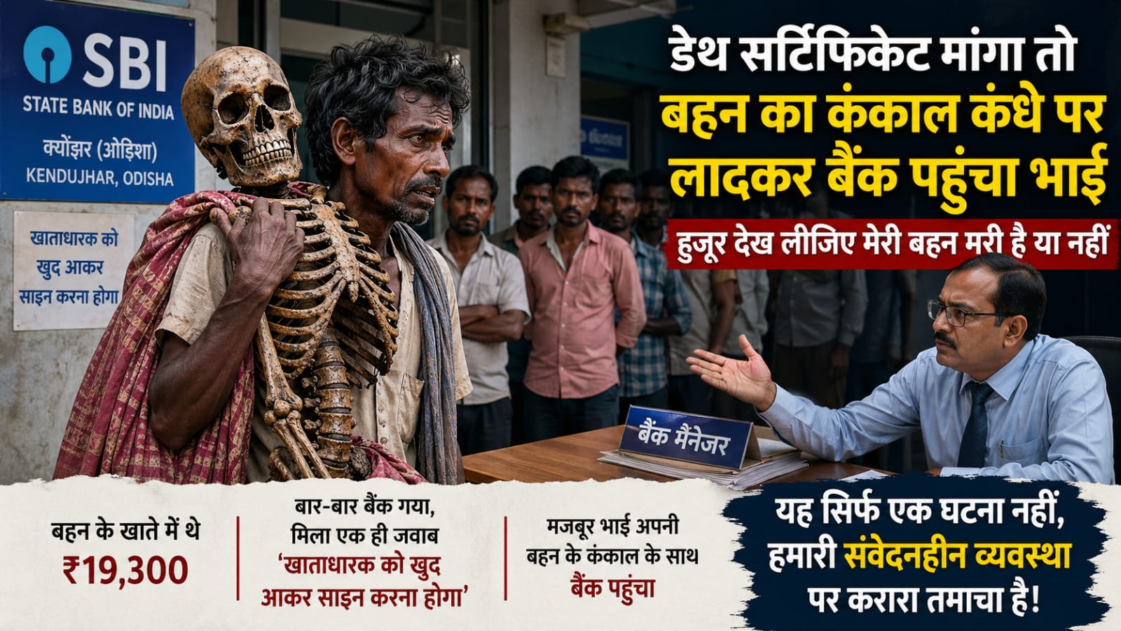 बैंक ने मांगा डेट सर्टिफिकेट तो बहन का कंकाल लेकर बैंक पहुंच गया भाई